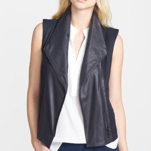 VINCE leather and linen vest